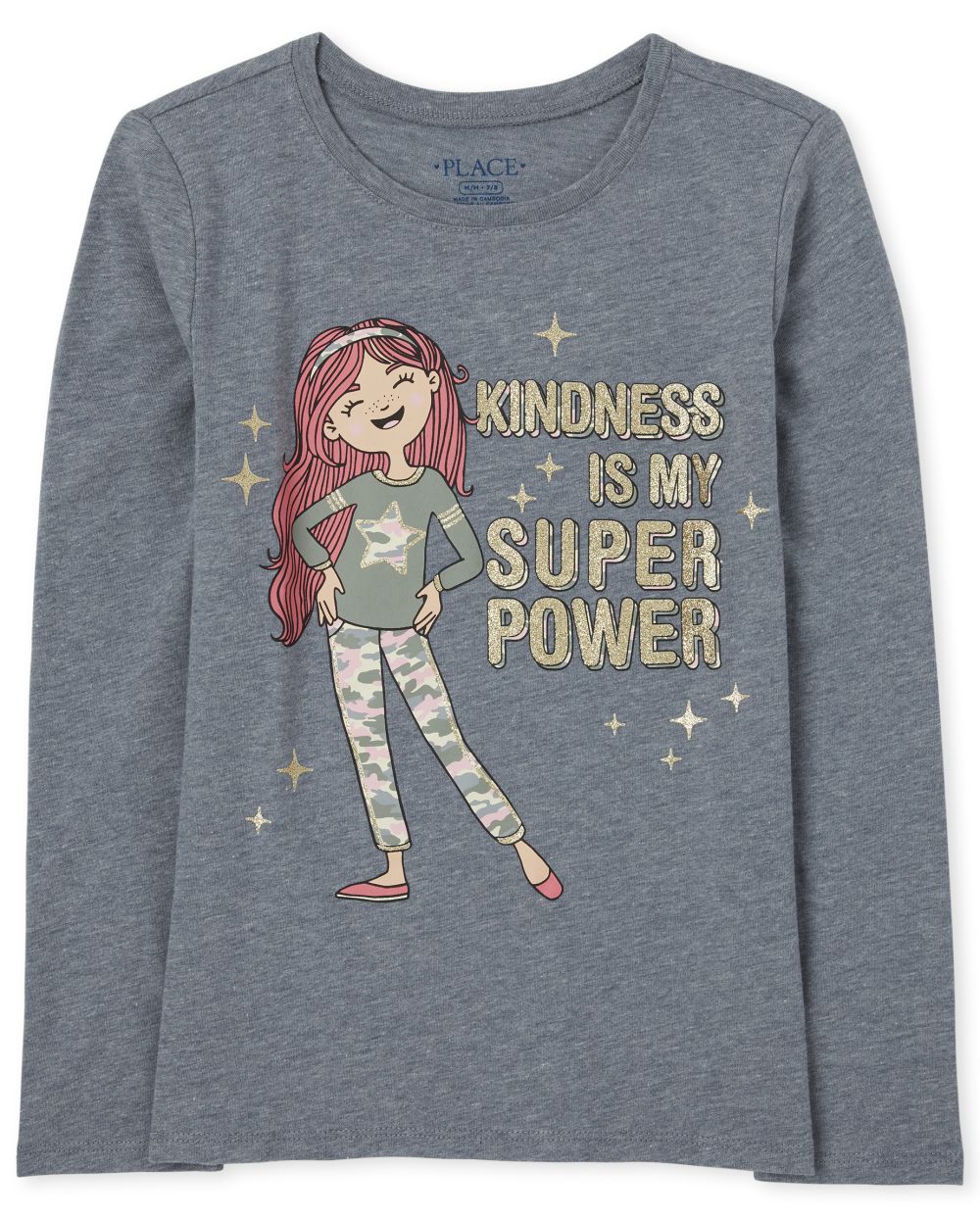 

Girls Super Power Graphic Tee - Gray T-Shirt - The Children's Place