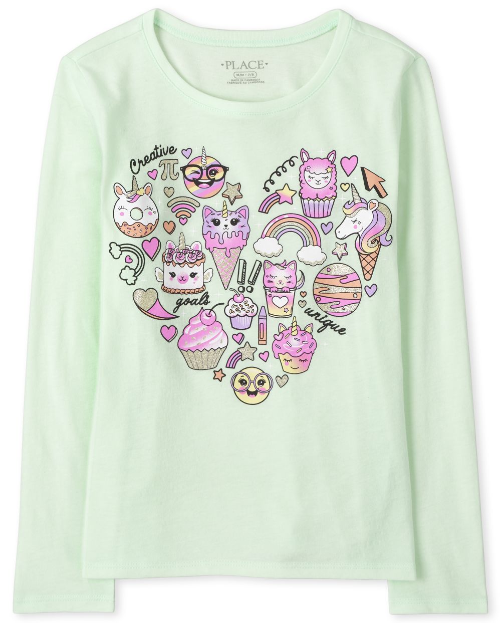 

Girls Heart Graphic Tee - Green T-Shirt - The Children's Place