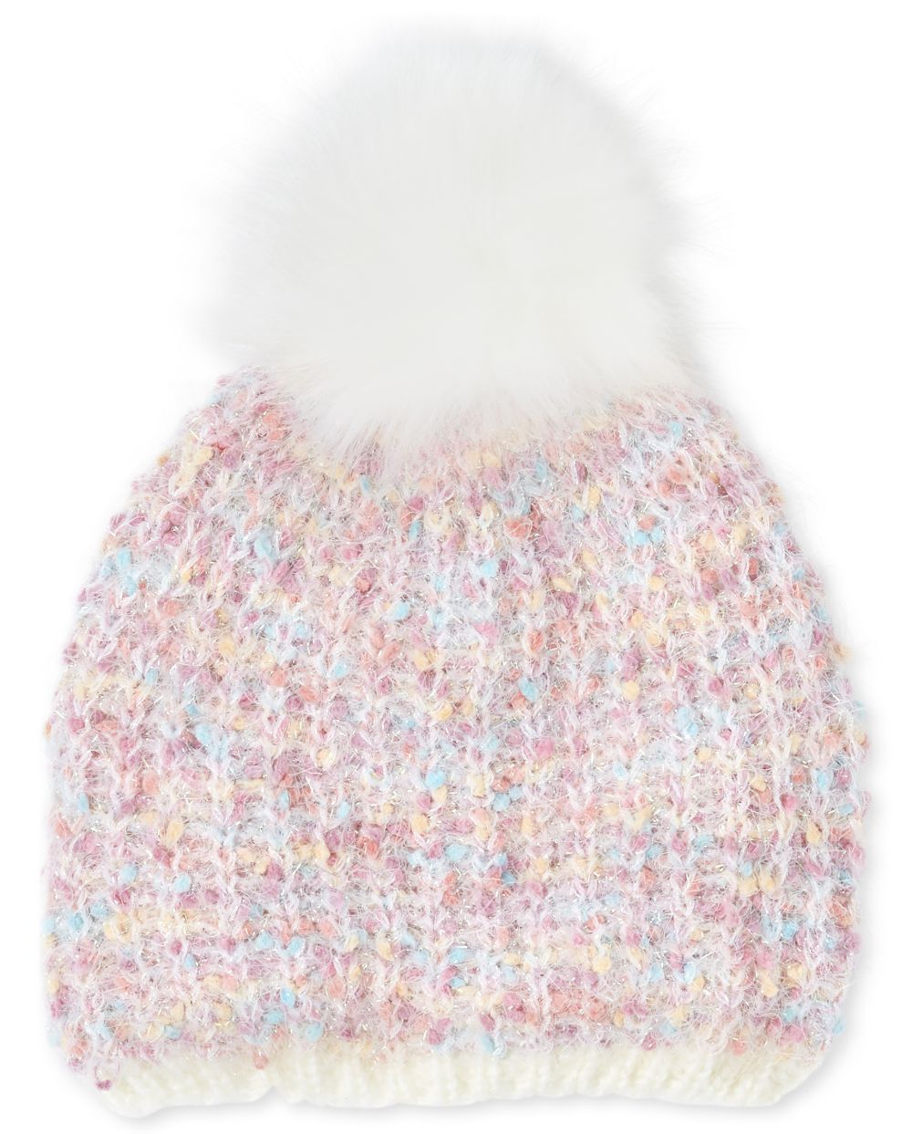 

Girls Rainbow Marled Pom Pom Beanie - Multi - The Children's Place
