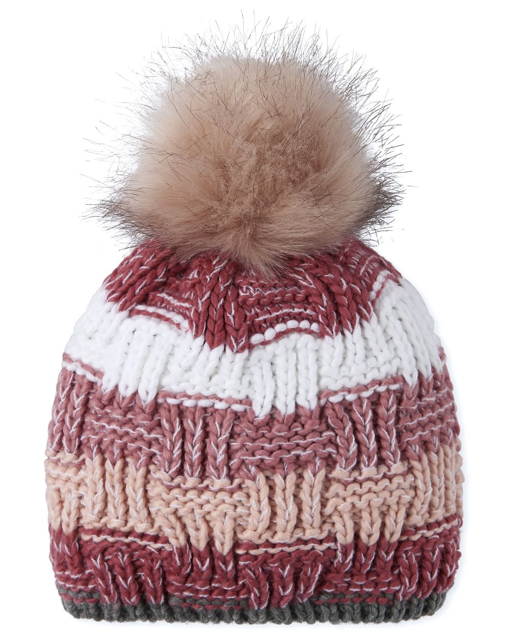 

Girls Striped Pom Pom Beanie - Multi - The Children's Place