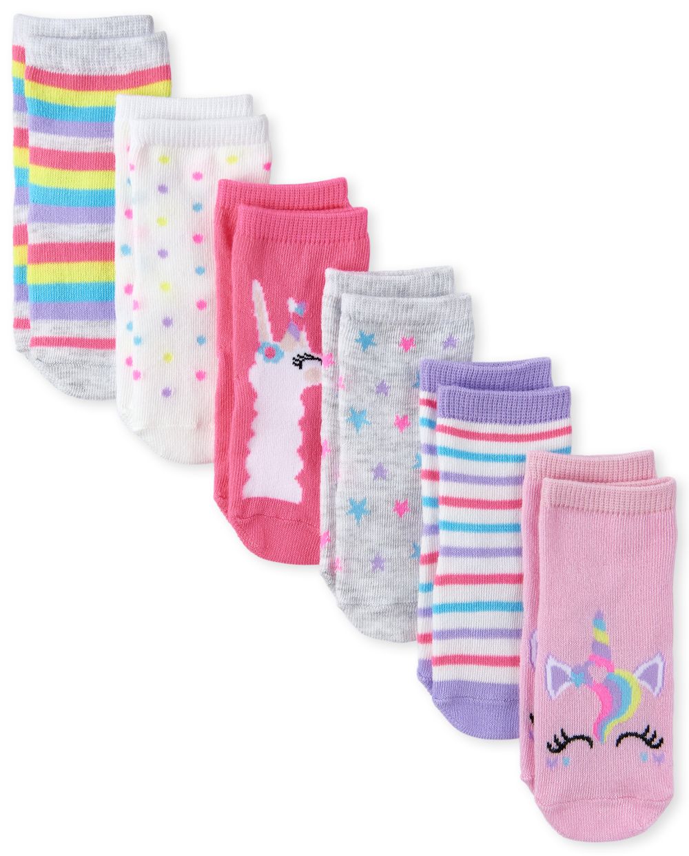 

s Toddler Rainbow Unicorn Midi Socks 6-Pack - Multi - The Children's Place