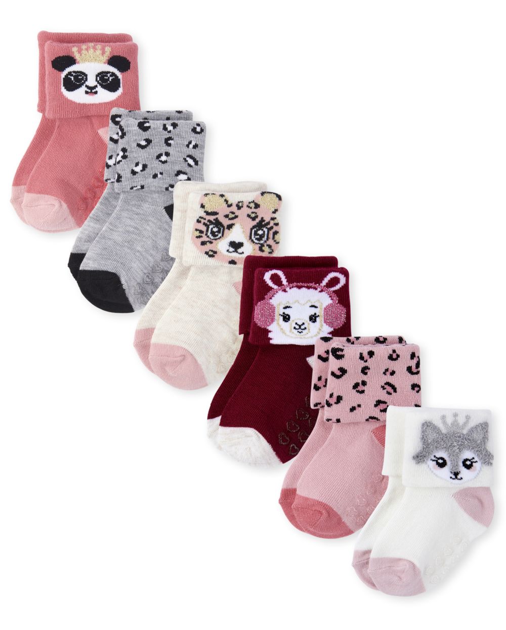 

s Toddler Critter Turn Cuff Socks 6-Pack - Multi - The Children's Place