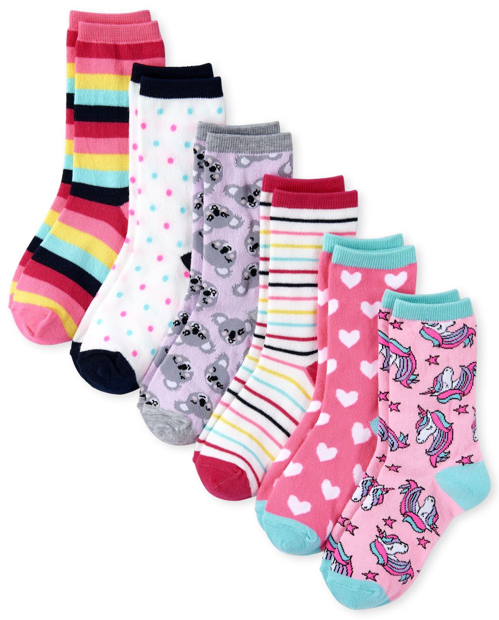 

Girls Rainbow Critter Crew Socks 6-Pack - Multi - The Children's Place