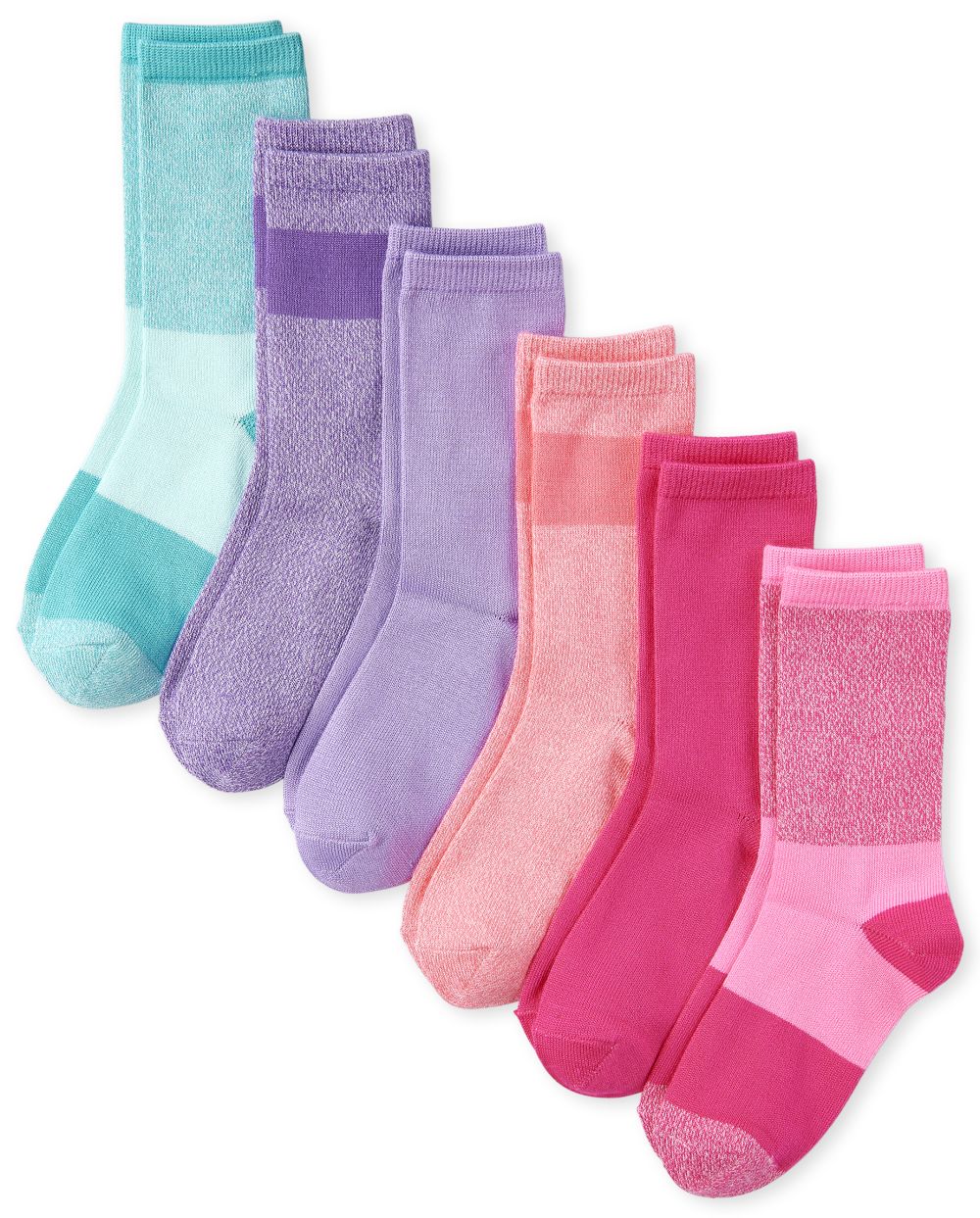 

s Marled Super Soft Crew Socks 6-Pack - Multi - The Children's Place