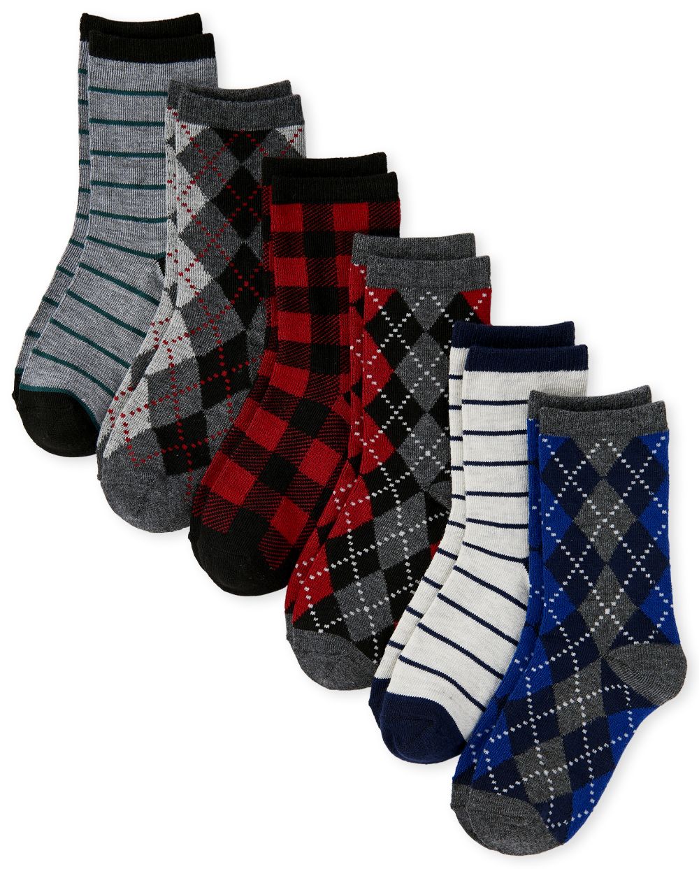 

s Boys Argyle Dressy Crew Socks 6-Pack - Multi - The Children's Place