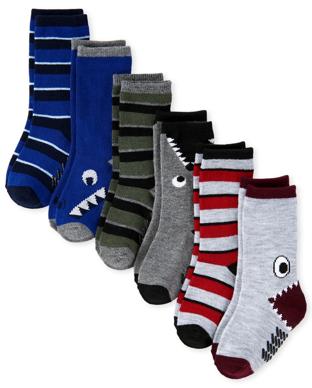 

s Toddler Boys Monster Crew Socks 6-Pack - Gray - The Children's Place