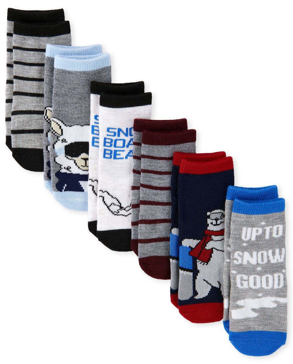 

s Toddler Boys Snow Midi Socks 6-Pack - Gray - The Children's Place