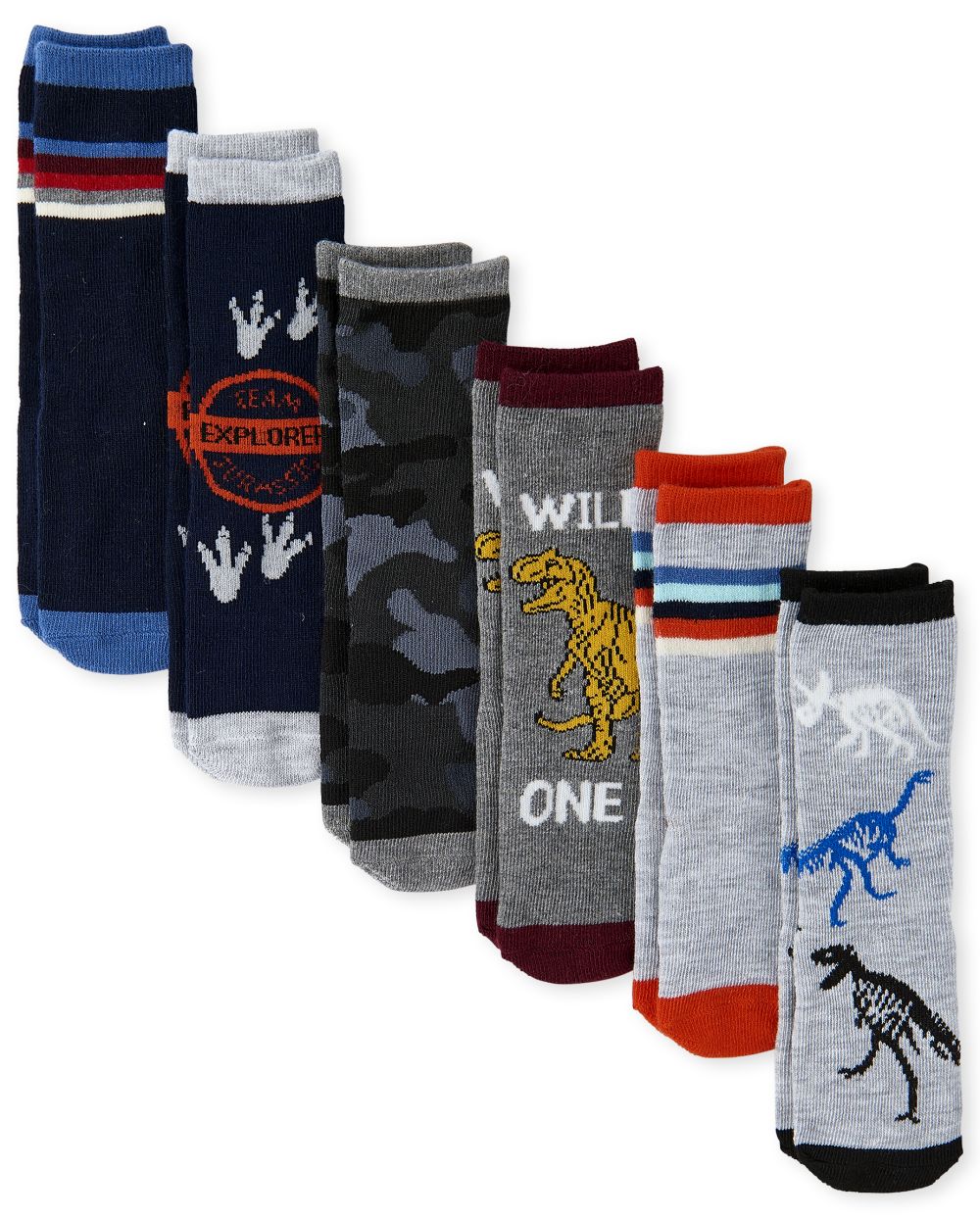 

s Toddler Boys Dino Crew Socks 6-Pack - Multi - The Children's Place