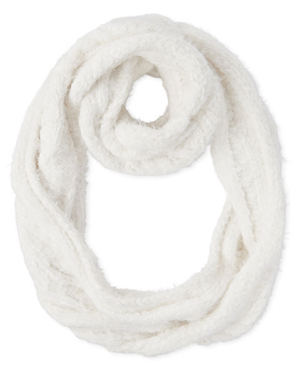 

Girls Cable Knit Chenille Infinity Scarf - White - The Children's Place