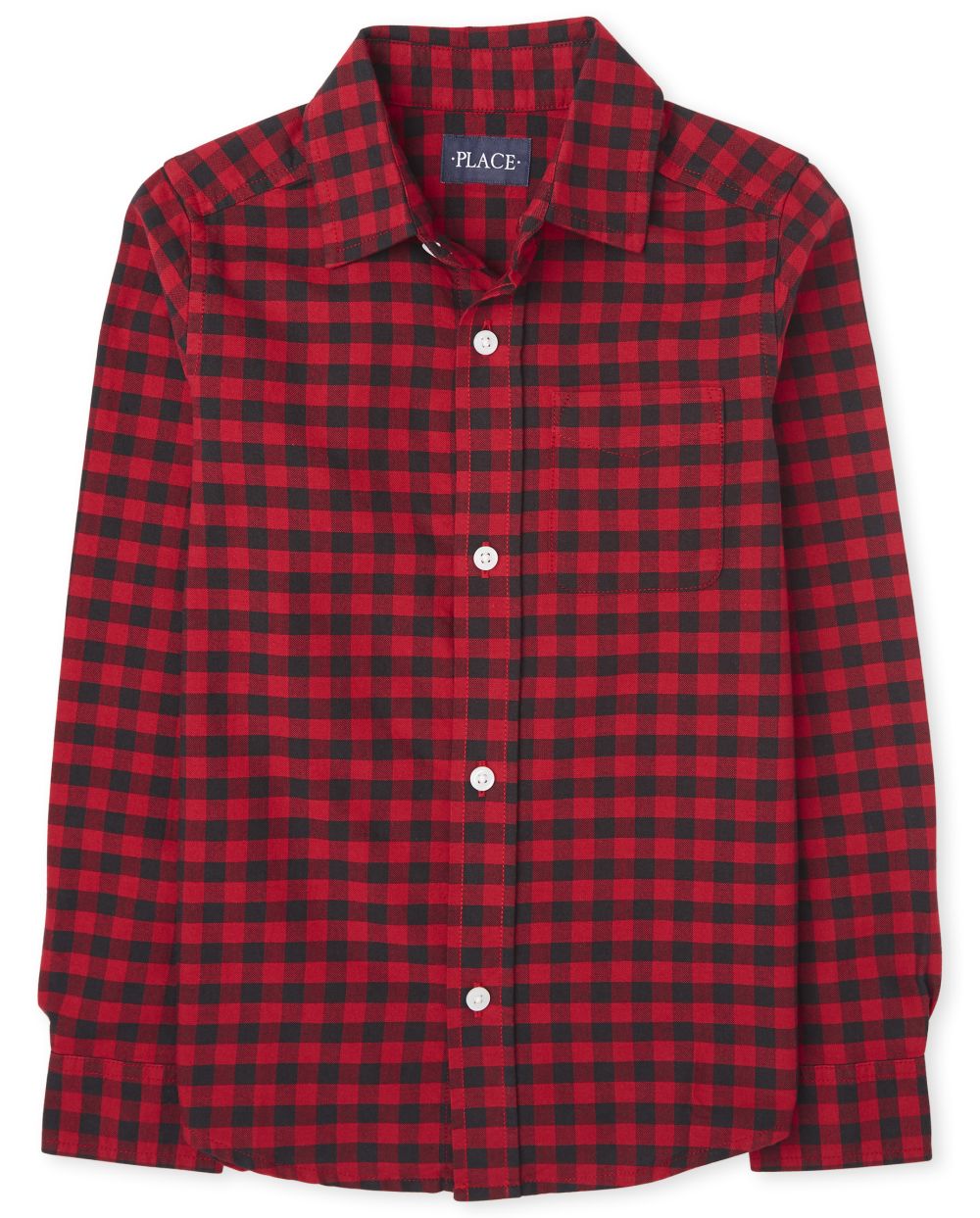 

Boys Boys Matching Family Buffalo Plaid Oxford Button Down Shirt - Red - The Children's Place