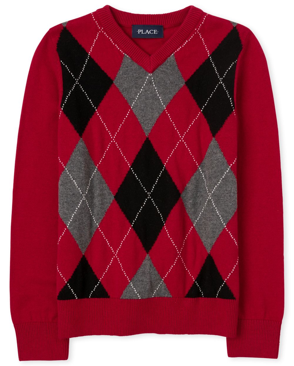 

Boys Boys Argyle V Neck Sweater - Red - The Children's Place