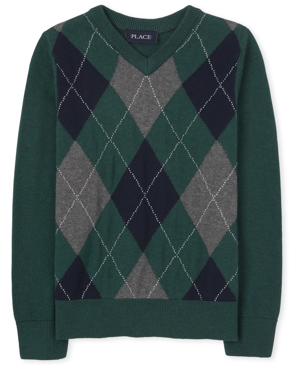 

Boys Boys Argyle V Neck Sweater - Green - The Children's Place