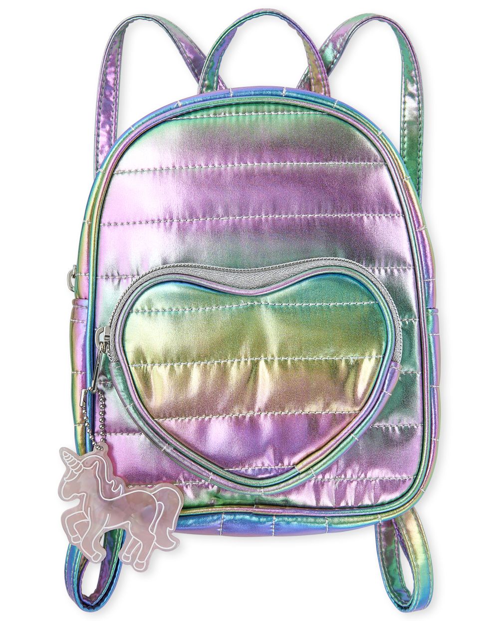 

Girls Metallic Quilted Heart Mini Backpack - Multi - The Children's Place