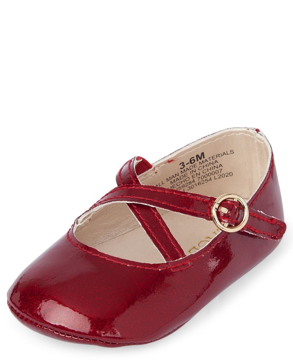 

Newborn Baby Glitter Cross Strap Ballet Flats - Red - The Children's Place