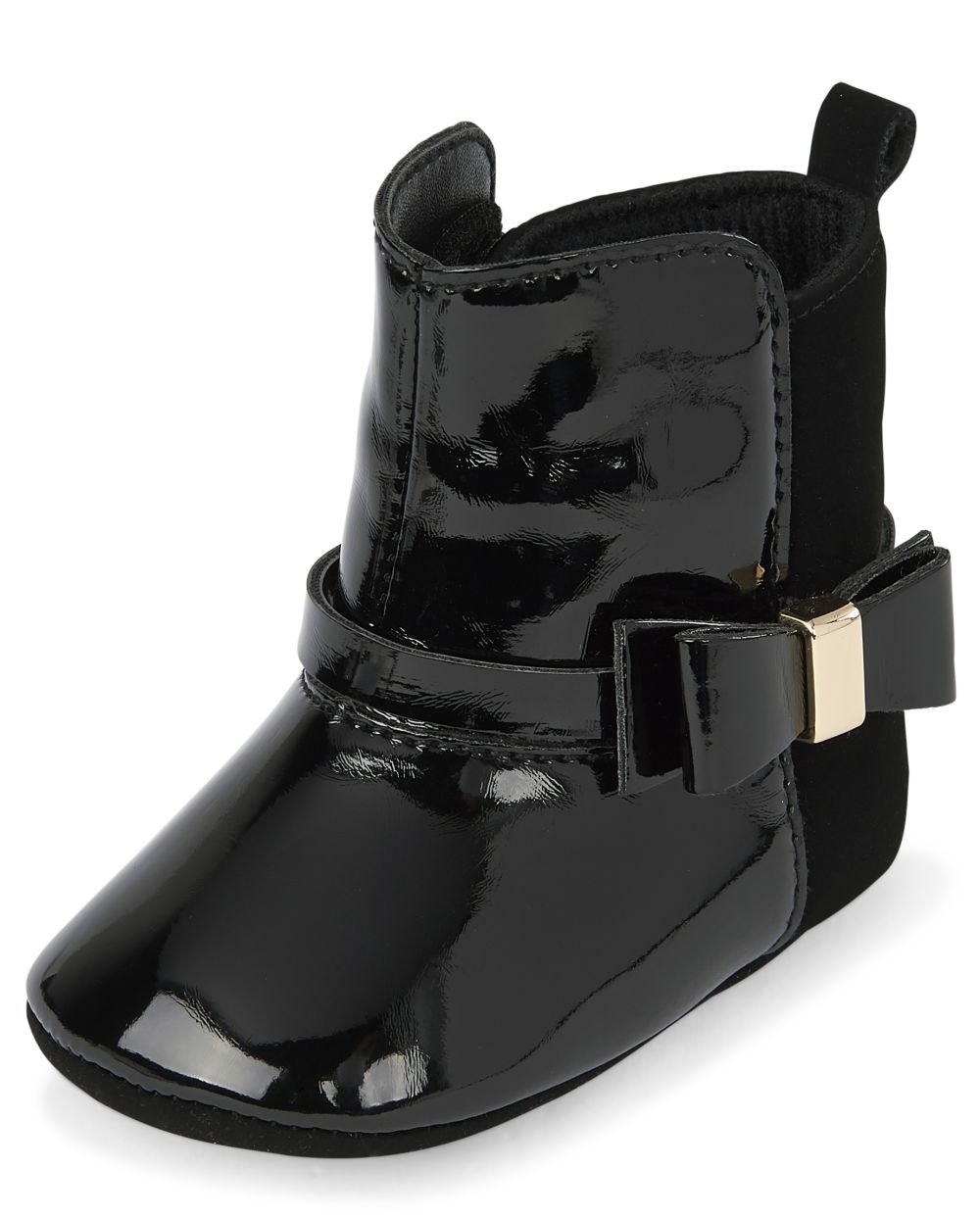 

Newborn Baby Bow Faux Patent Leather Boots - Black - The Children's Place