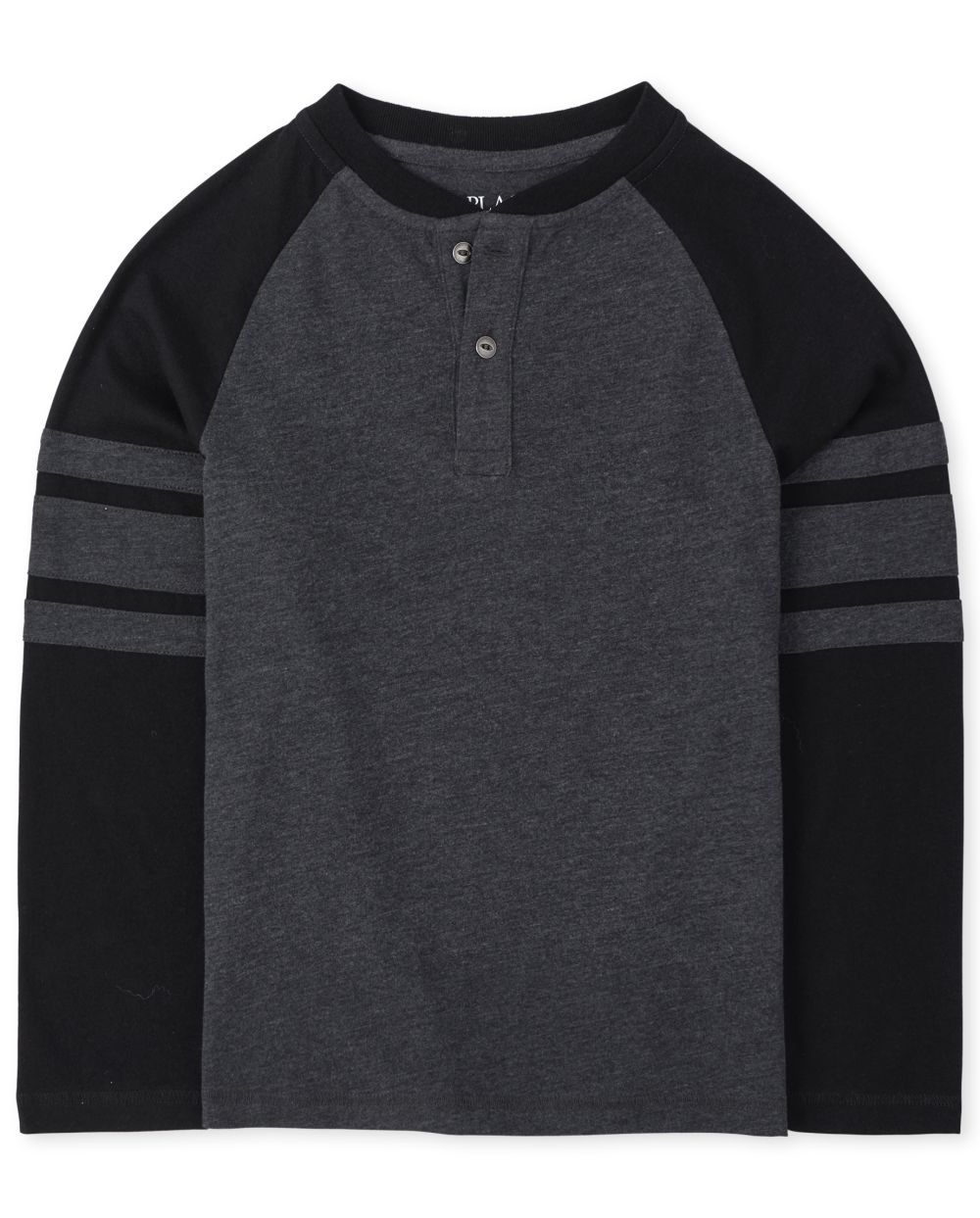 

Boys Boys Striped Arm Henley Top - Black - The Children's Place