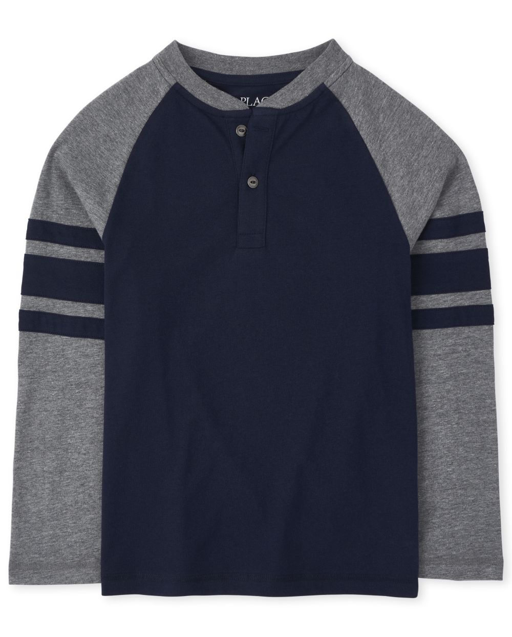 

Boys Boys Striped Arm Henley Top - Blue - The Children's Place