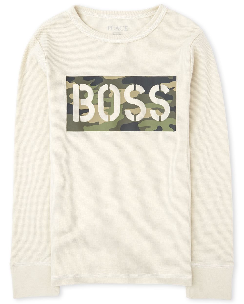 

Boys Boys Camo Boss Thermal Top - Tan - The Children's Place