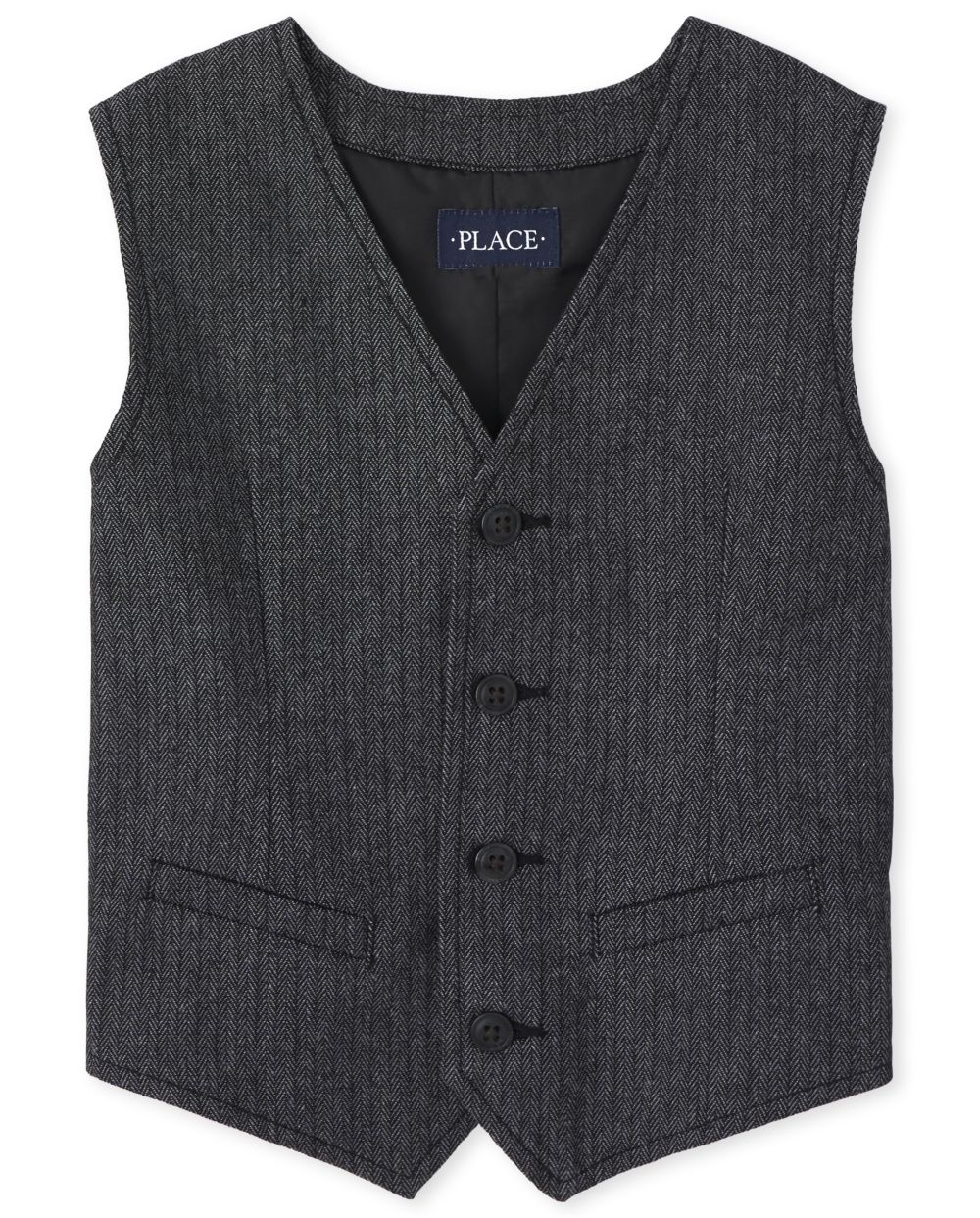 

Boys Boys Herringbone Dressy Vest - Black - The Children's Place