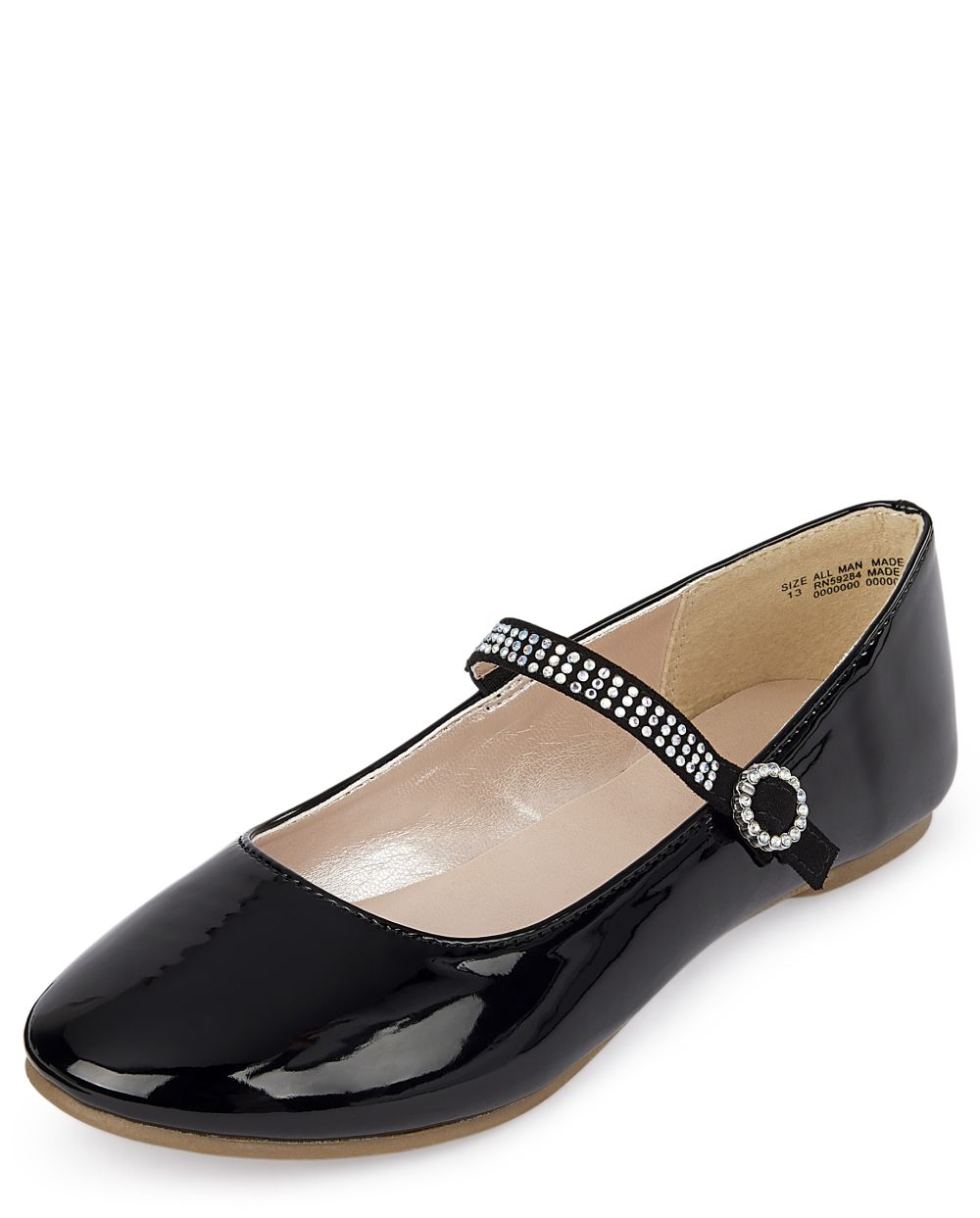 

Girls Jeweled Faux Patent Leather Ballet Flats - Black - The Children's Place