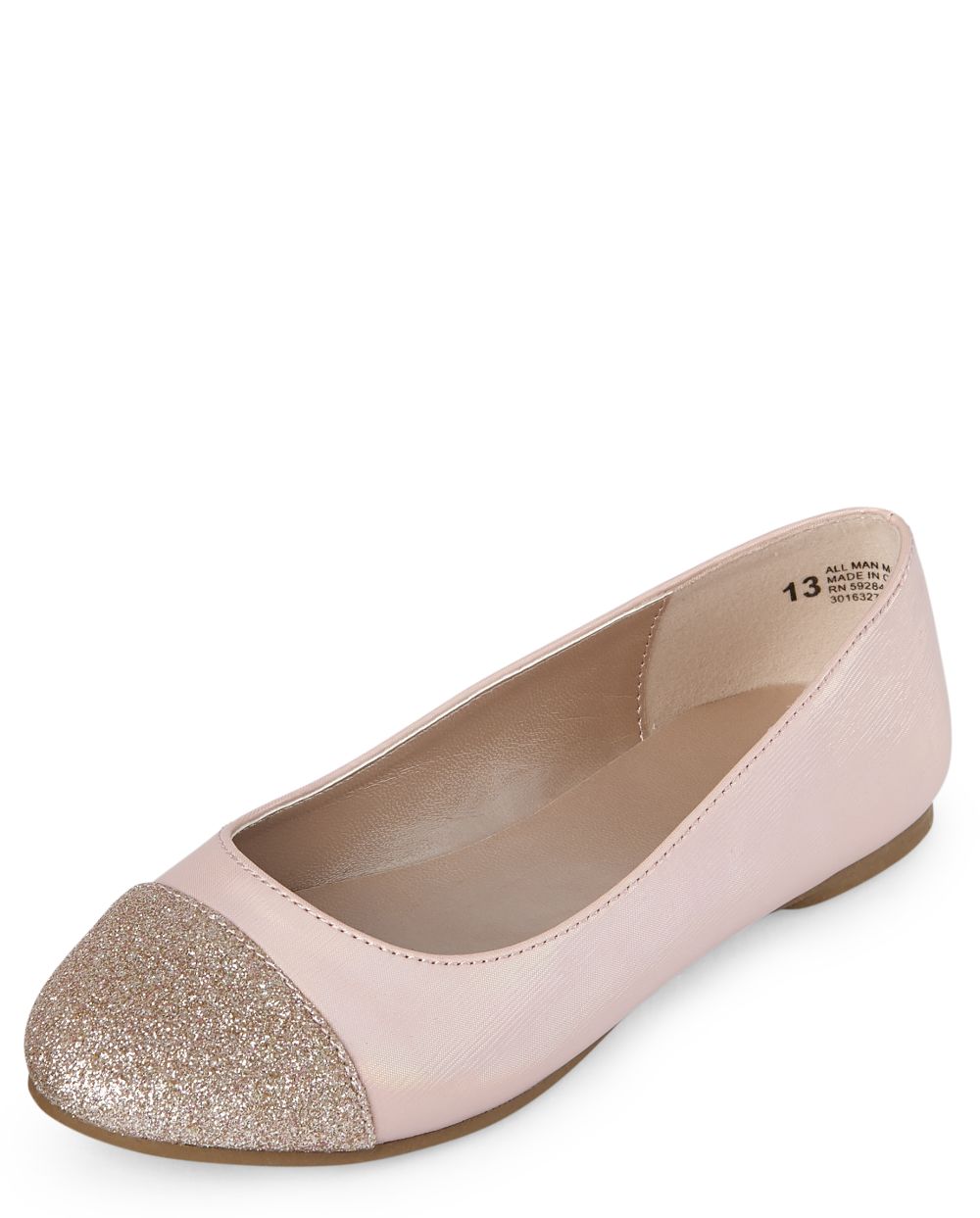 

Girls Glitter Toe Ballet Flats - Pink - The Children's Place