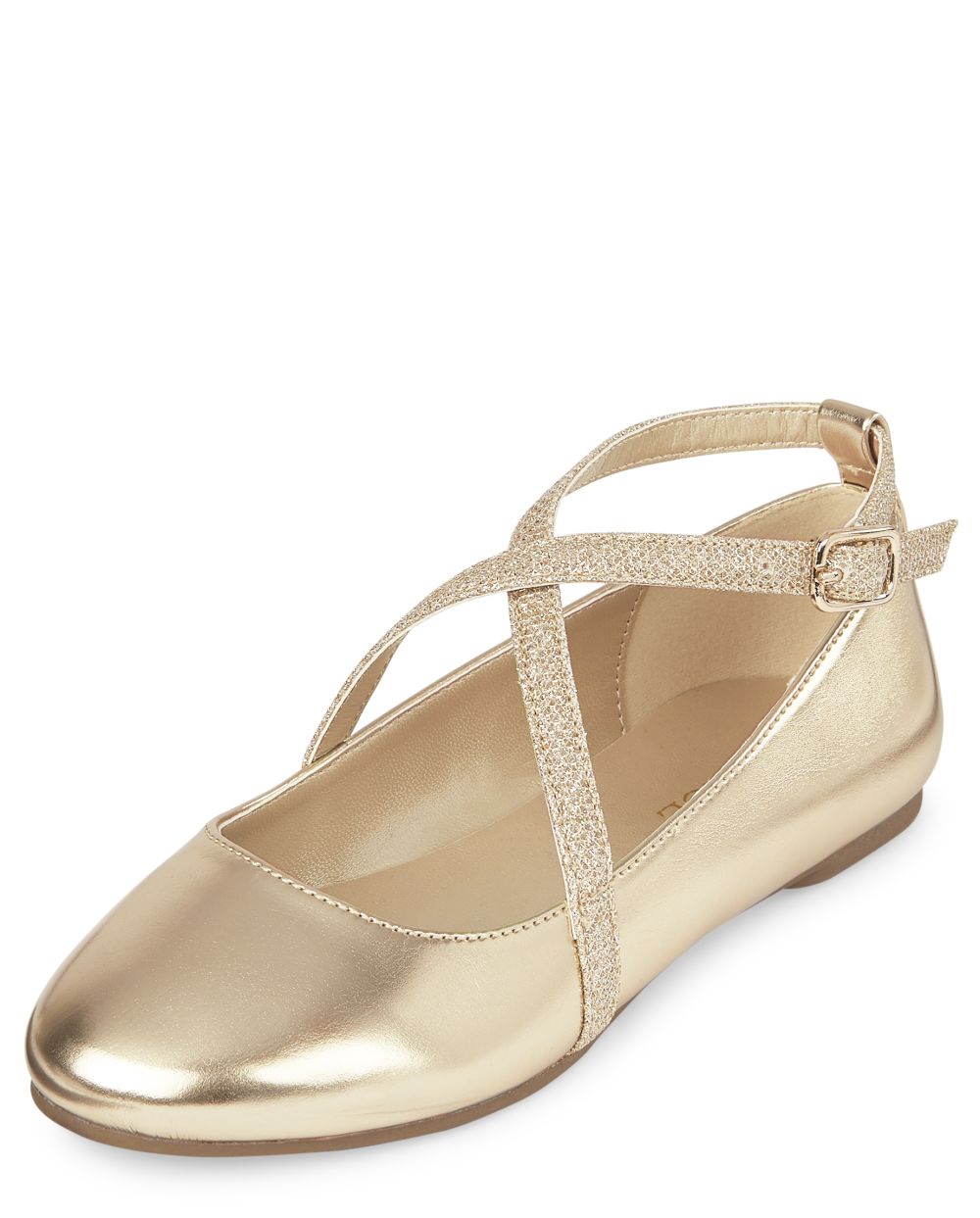 

Girls Metallic Glitter Cross Strap Ballet Flats - The Children's Place