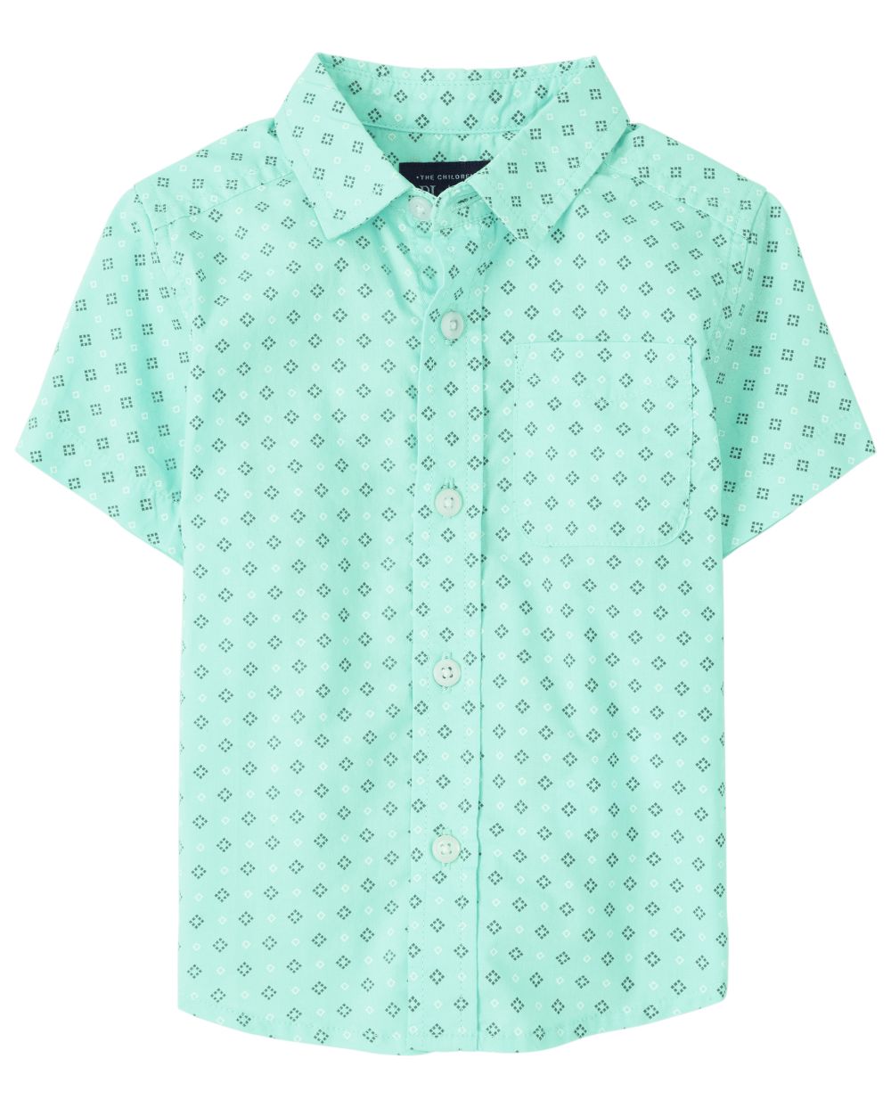 

s Toddler Boys Print Poplin Button Down Shirt - Green - The Children's Place