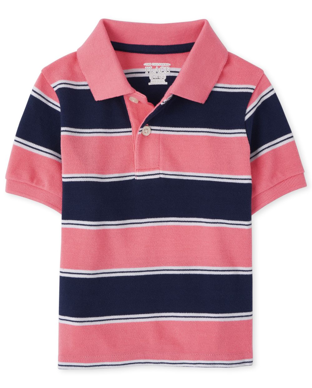 

s Toddler Boys Striped Pique Polo - Pink - The Children's Place