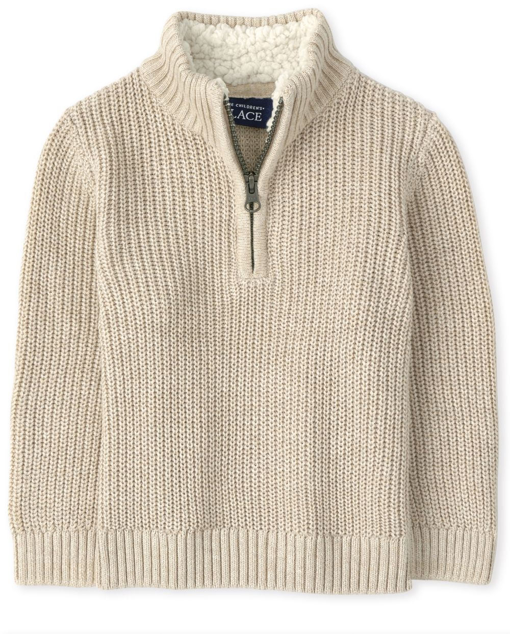 

s Toddler Boys Sherpa Half Zip Mock Neck Sweater - Gray - The Children's Place