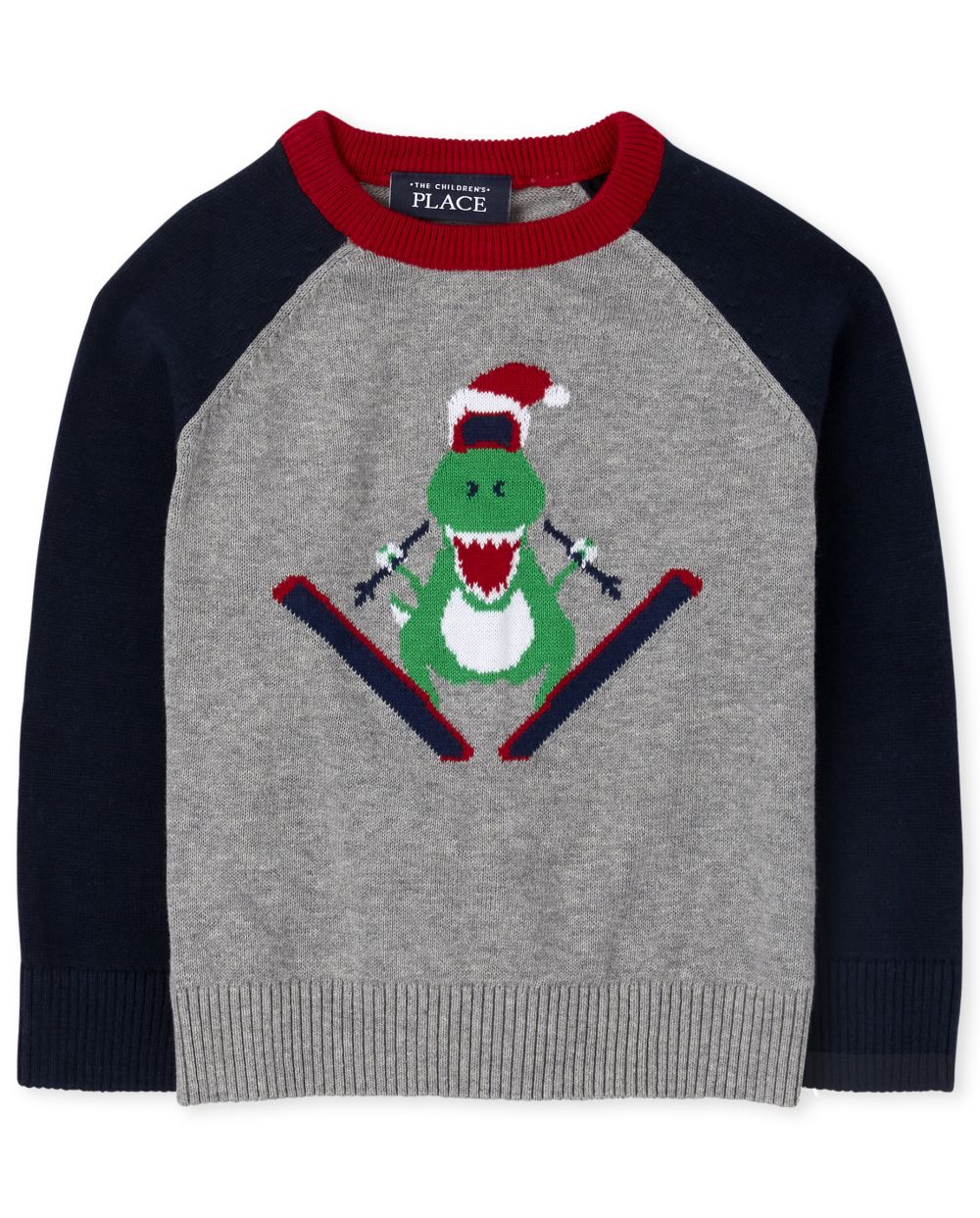 

s Toddler Boys Ski Dino Intarsia Sweater - Gray - The Children's Place