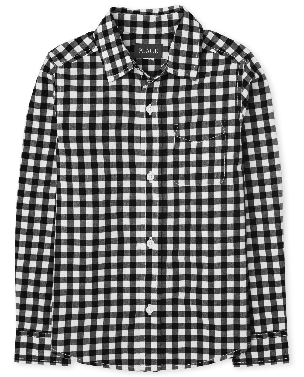 

Boys Boys Gingham Poplin Button Down Shirt - Black - The Children's Place
