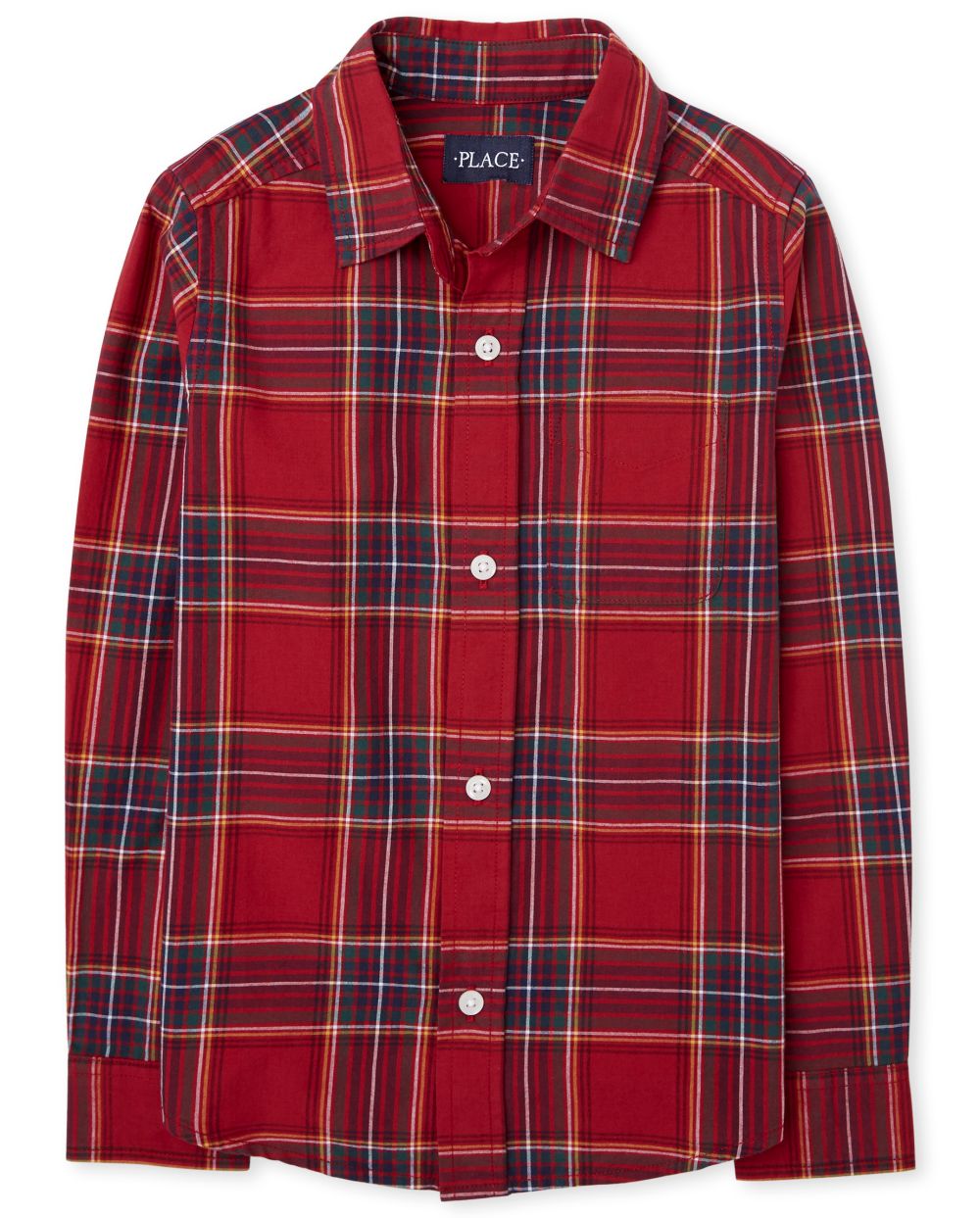 

Boys Boys Matching Family Plaid Poplin Button Down Shirt - Red - The Children's Place
