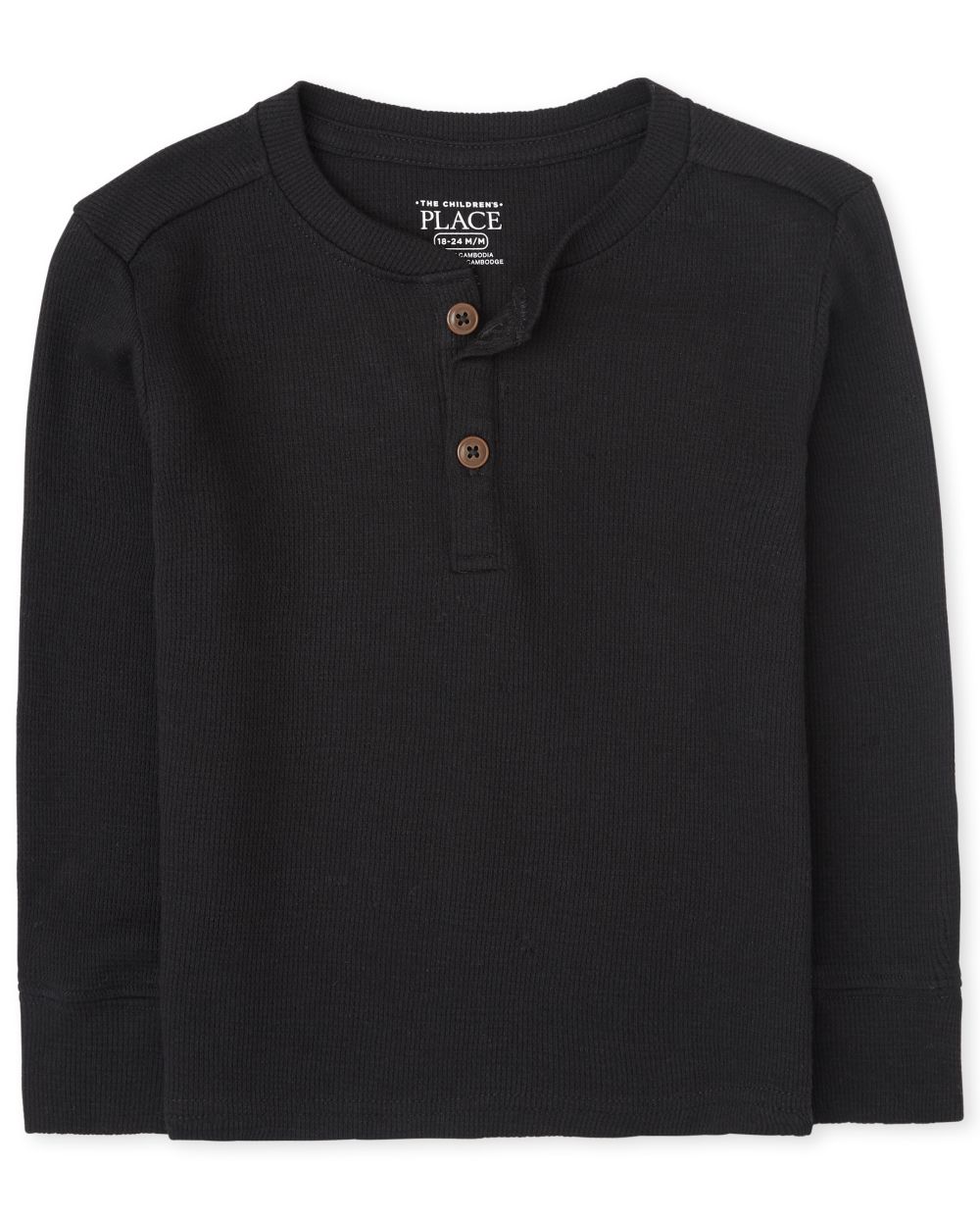 

s Toddler Boys Thermal Henley Top - Black - The Children's Place
