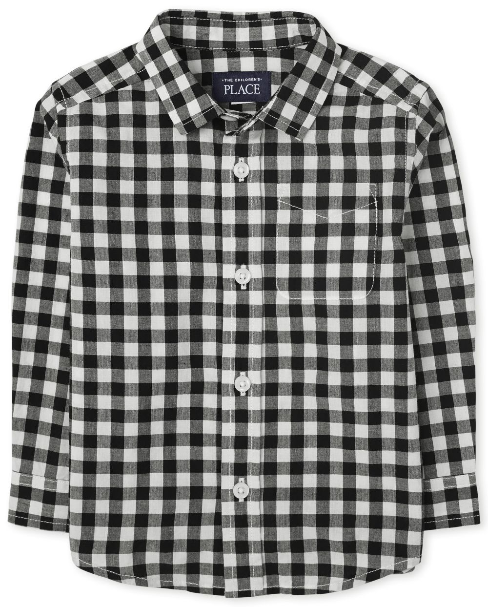 

s Toddler Boys Gingham Poplin Button Down Shirt - Black - The Children's Place