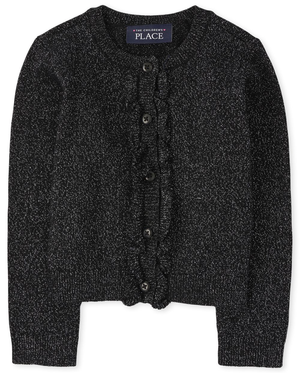 

s Toddler Metallic Ruffle Cardigan - Black Sweater - The Children's Place