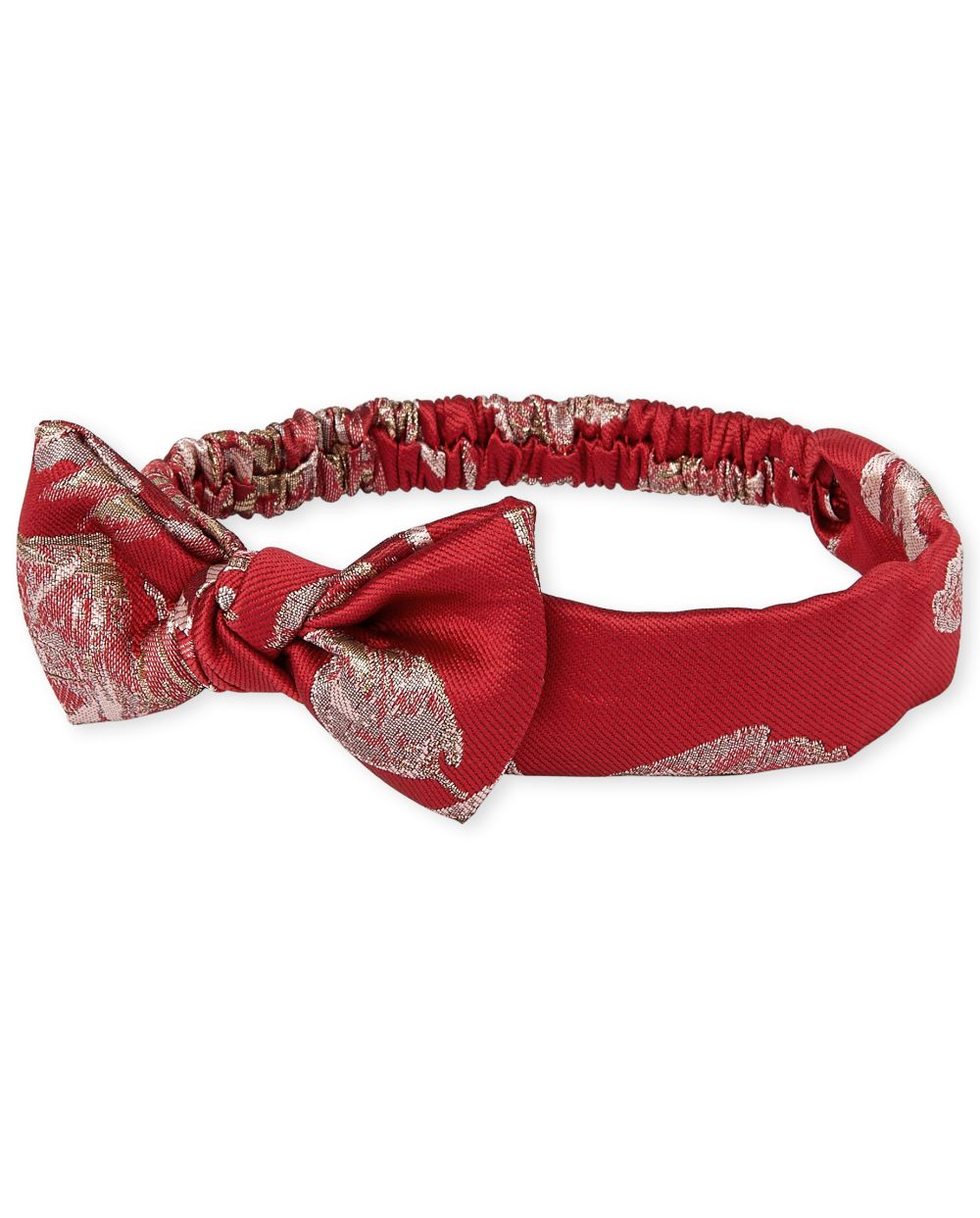 

Newborn Baby Metallic Rose Jacquard Bow Headwrap - Red - The Children's Place