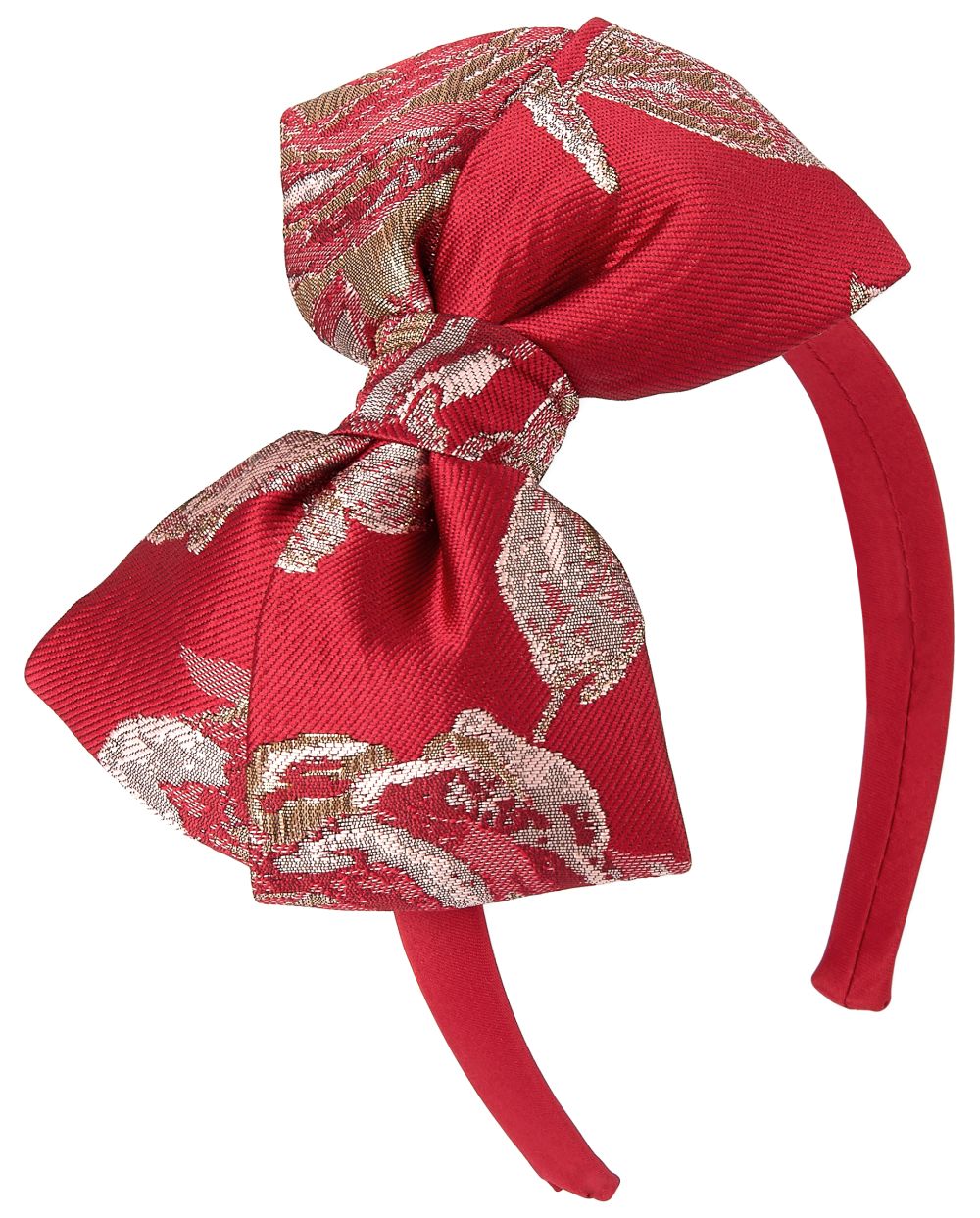 

Baby Girls Toddler And Big Metallic Rose Jacquard Bow Headband - Red - The Children's Place