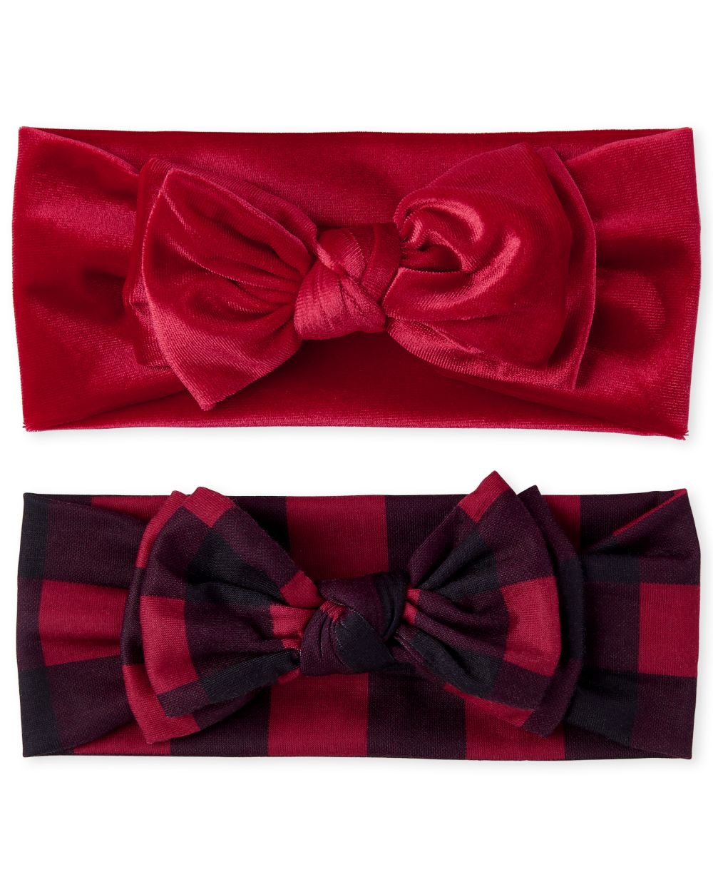 

Newborn Baby Buffalo Plaid Bow Velvet Headwrap 2-Pack - Red - The Children's Place