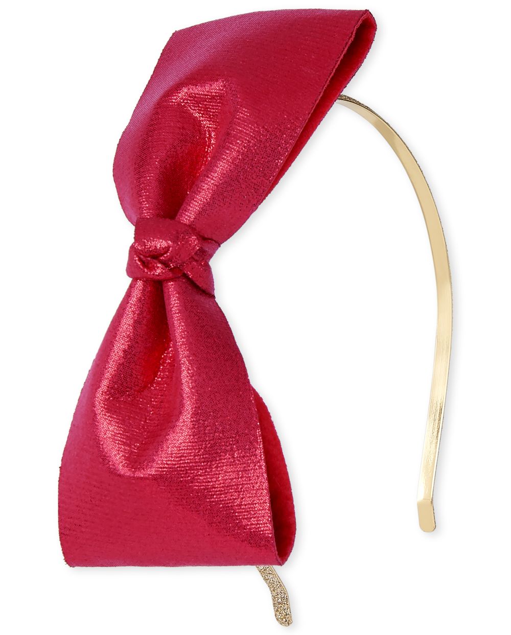 

Girls Shimmer Bow Metal Headband - Red - The Children's Place