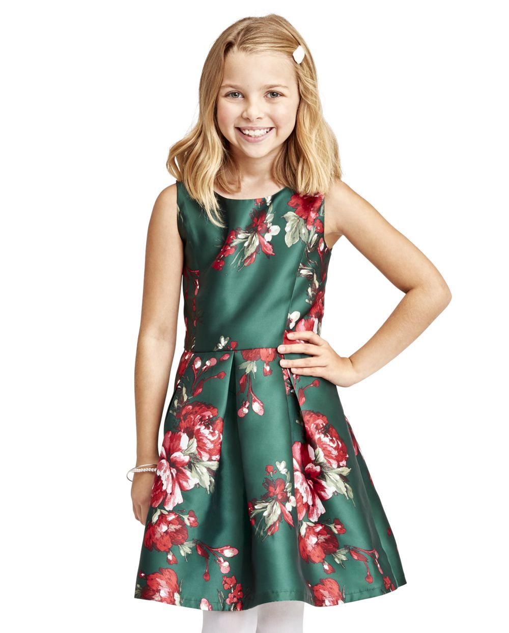 Girls Floral Cut Out Dress - Green - The Children's Place