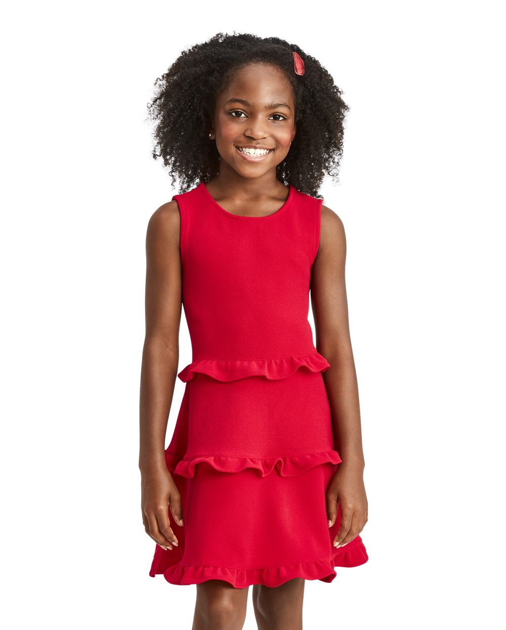 

Girls Ruffle Tiered Dress - Red - The Children's Place