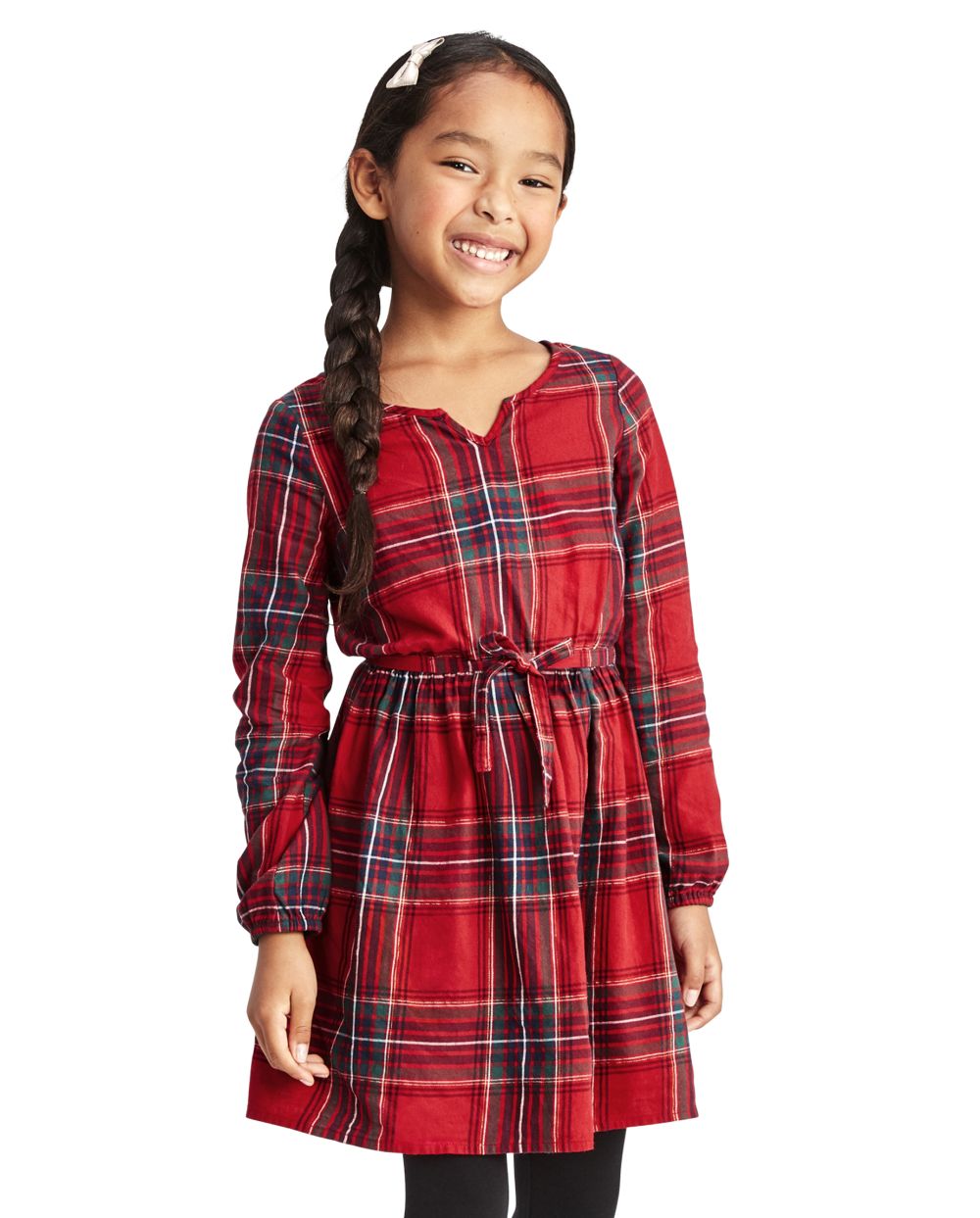 Girls Matching Family Plaid Peasant Dress - Red - The Children's Place