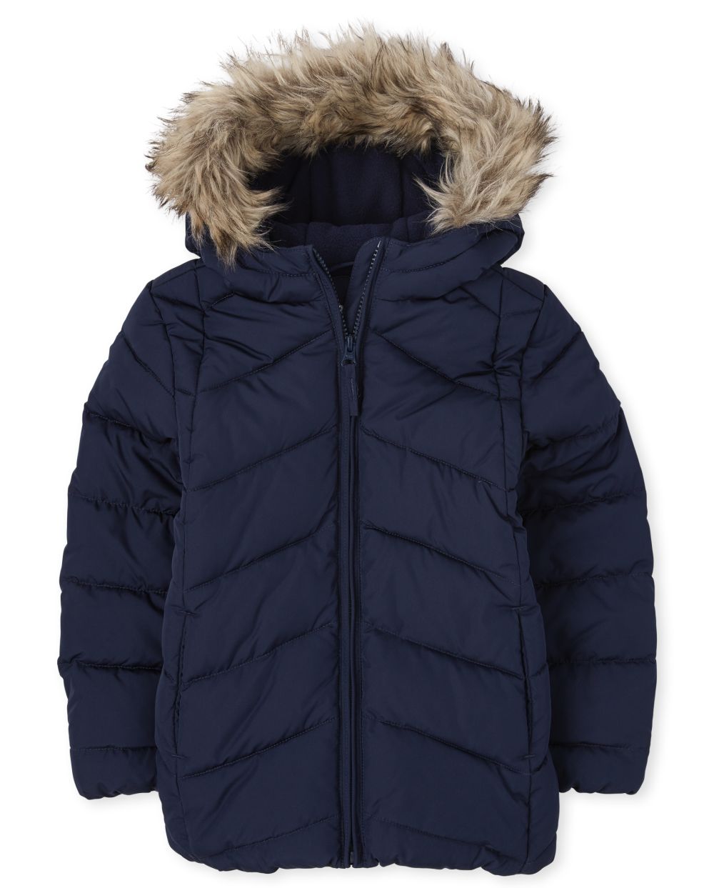 

Girls Short Puffer Jacket - Blue - The Children's Place