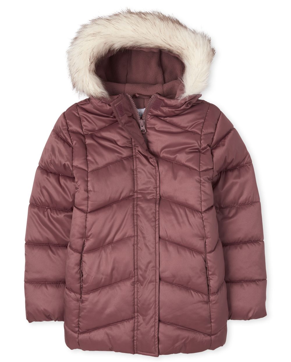 

Girls Long Puffer Jacket - Red - The Children's Place