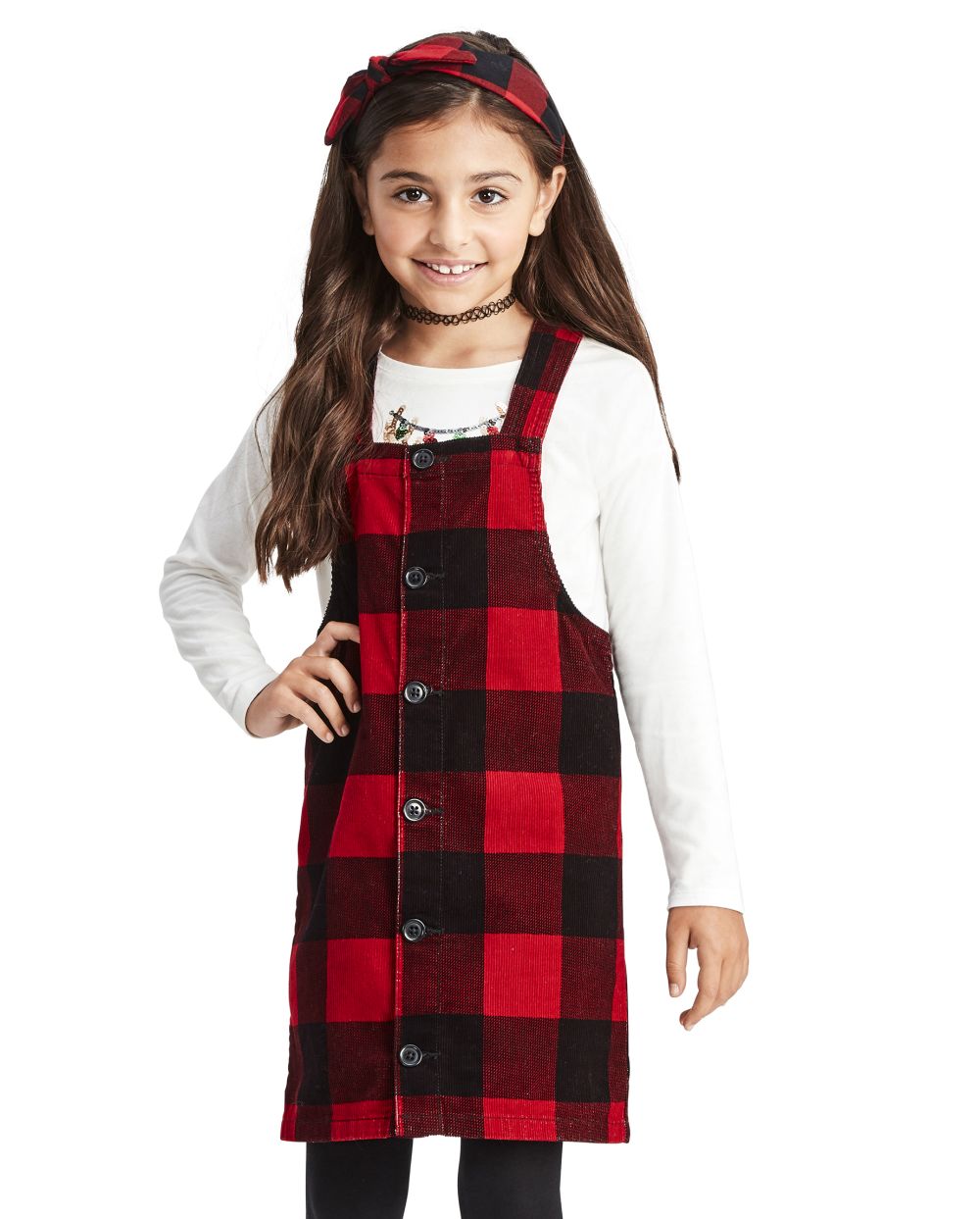 

Girls Buffalo Plaid Corduroy Skirtall - Red - The Children's Place