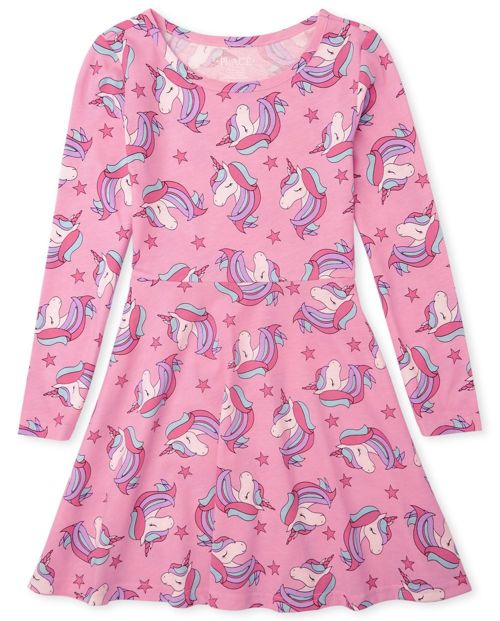 

Girls Unicorn Star Skater Dress - Pink - The Children's Place