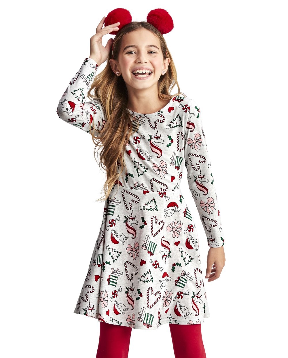 

Girls Print Skater Dress - Gray - The Children's Place