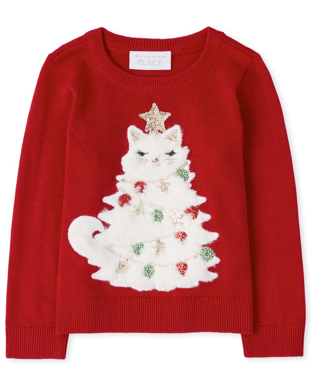 

s Baby And Toddler Christmas Cat Sweater - Red - The Children's Place