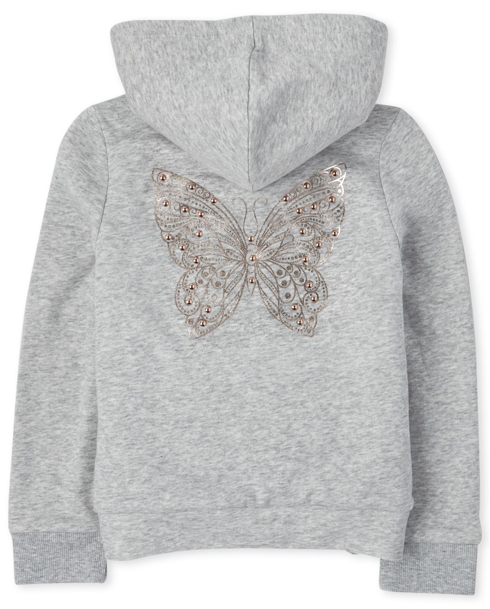 

Girls Foil Sherpa Zip Up Hoodie - Gray - The Children's Place