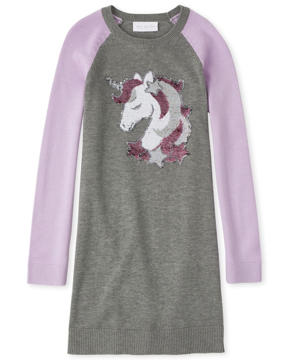 

Girls Flip Sequin Unicorn Sweater Dress - Gray - The Children's Place